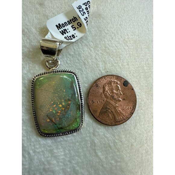 Monarch Sterling Silver 925 Opal Pendant - Picture 5 of 5